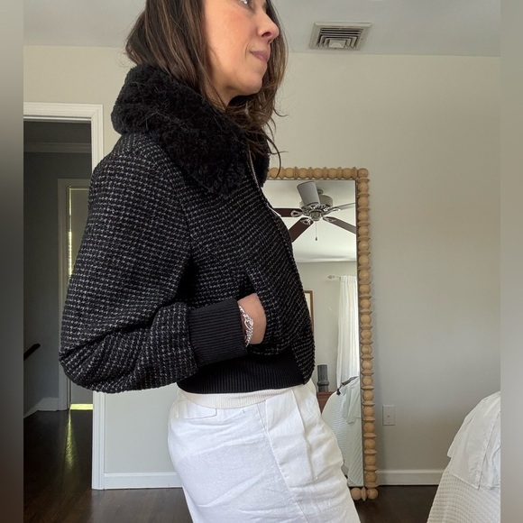 Club Monaco Mixed Media Bomber Jacket - Picture 6 of 11